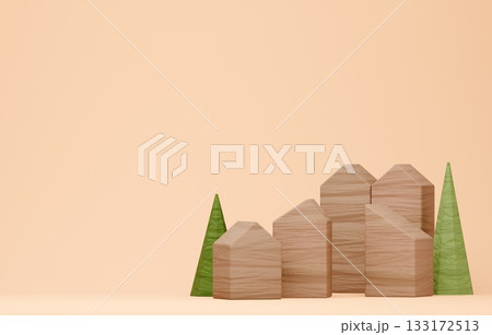 3D画像_積み木の家 133172513