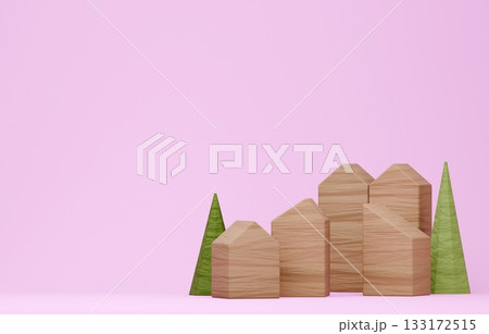 3D画像_積み木の家 133172515