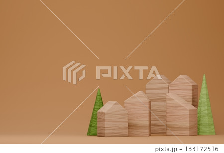 3D画像_積み木の家 133172516