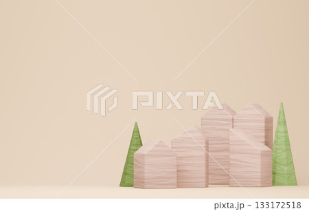 3D画像_積み木の家 133172518