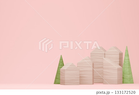 3D画像_積み木の家 133172520