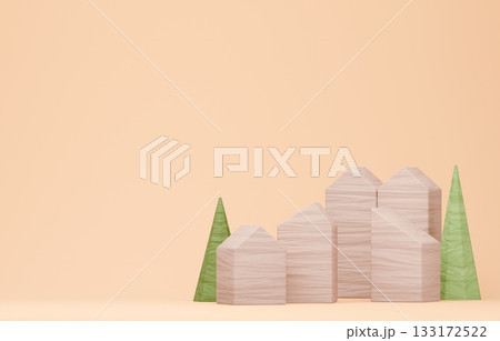 3D画像_積み木の家 133172522