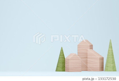 3D画像_積み木の家 133172530