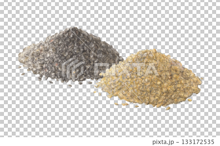 白ゴマと黒ゴマ　水彩色鉛筆イラスト 133172535