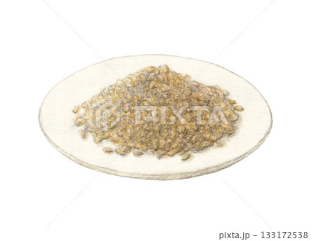 皿に盛った白ゴマ 水彩色鉛筆イラスト 皿に盛った白ゴマ 水彩色鉛筆イラスト 133172538