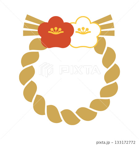 紅白の花としめ縄のイラスト 紅白の花としめ縄のイラスト 133172772