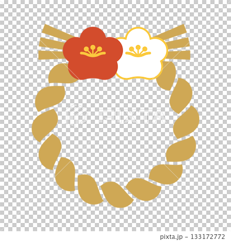 紅白花朵和注連繩的插圖 紅白花朵和注連繩的插圖 133172772