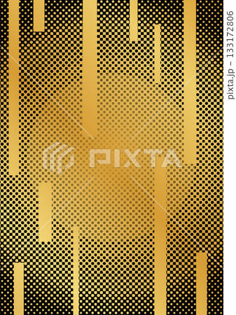 ラグジュアリーなハーフトーンと金の縦線・ゴールデンストライプとドット柄の抽象背景 133172806