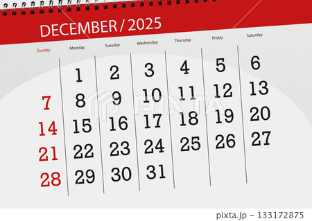 Calendar 2025, deadline, day, month, page, organizer, date, December 133172875