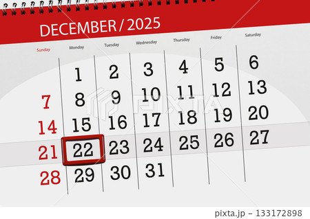 Calendar 2025, deadline, day, month, page, organizer, date, December, monday, number 22 133172898