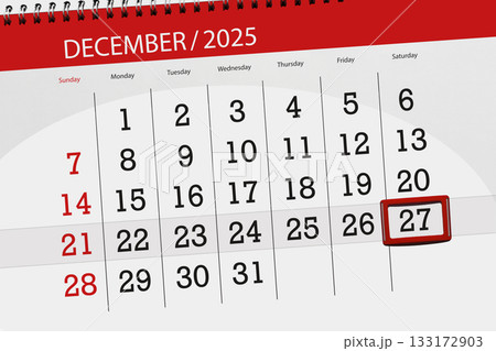 Calendar 2025, deadline, day, month, page, organizer, date, December, saturday, number 27 Calendar 2025, deadline, day, month, page, organizer, date, December, saturday, number 27 133172903