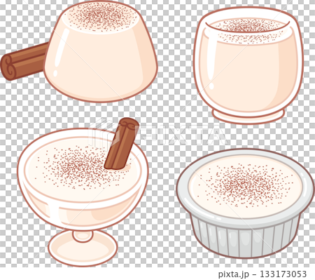 Tembleque pudding cartoon illustration set Tembleque pudding cartoon illustration set 133173053