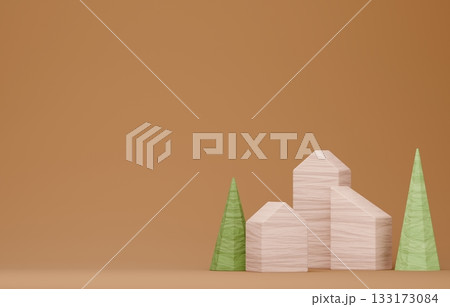 3D画像_積み木の家 133173084