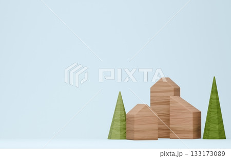 3D画像_積み木の家 133173089