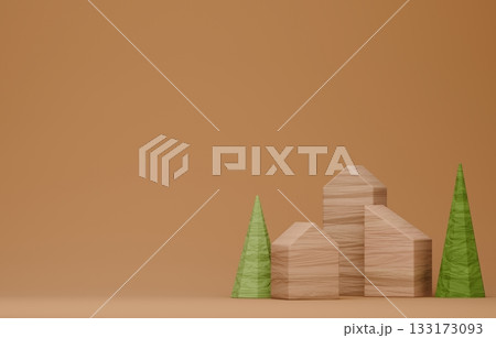 3D画像_積み木の家 133173093