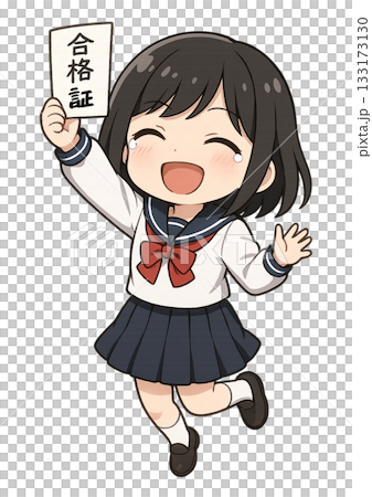 一名身穿水手服的高中女生面帶微笑,高舉證書,全身都洋溢著喜悅。 一名身穿水手服的高中女生面帶微笑,高舉證書,全身都洋溢著喜悅。 133173130