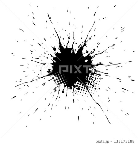 Black blot isolated on white background. Hand drawn. Not AI, vector illustration. Black blot isolated on white background. Hand drawn. Not AI, vector illustration. 133173199