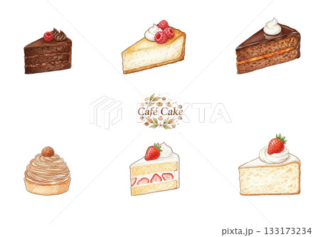 カフェケーキのイラストセット 133173234