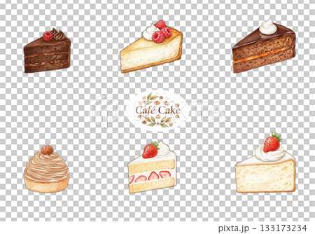 カフェケーキのイラストセット 133173234