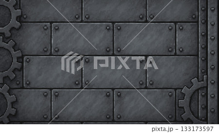 ピクセルアート風の金属パネル背景 133173597