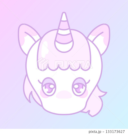 かわいいピンクユニコーンの顔素材 133173627