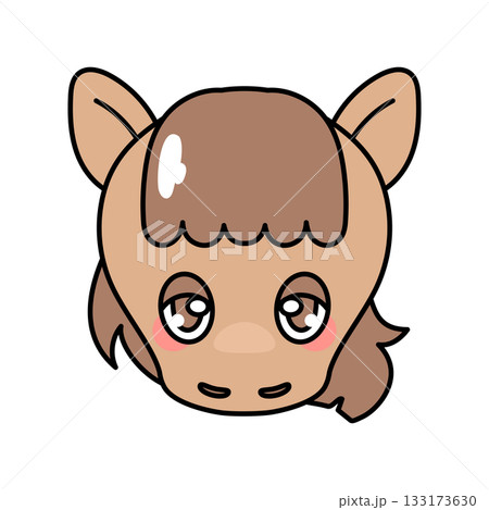 かわいい馬の顔素材　透過 133173630