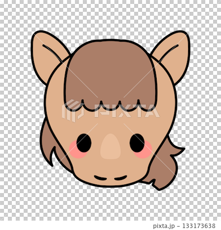 Cute and relaxed horse face material (transparent) Cute and relaxed horse face material (transparent) 133173638