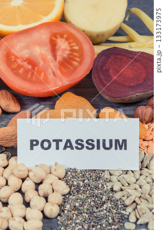 Healthy eating containing natural potassium, vitamin K, minerals and fiber Healthy eating containing natural potassium, vitamin K, minerals and fiber 133173975