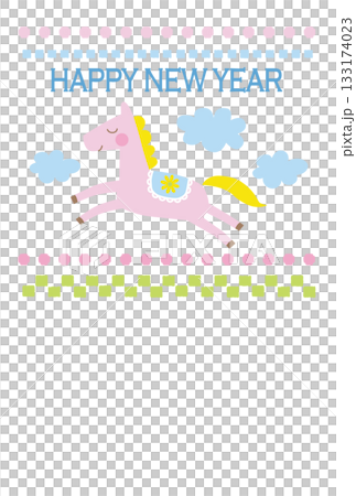 可愛い仔馬の年賀状用デザイン 133174023