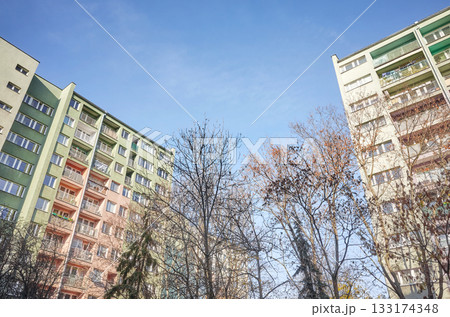 Prefabricated apartment blocks in Warsaw, Poland. Prefabricated apartment blocks in Warsaw, Poland. 133174348