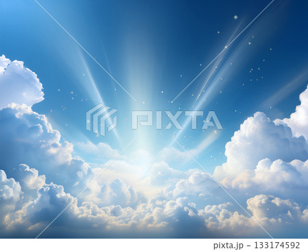青空に輝くキラキラした日の光 133174592
