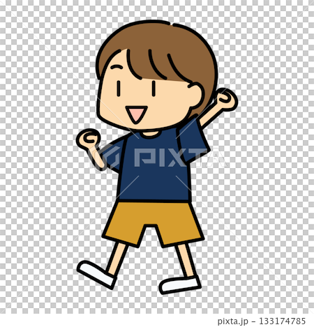 Cute vector illustration of a happy boy | Boy, child, happy, pose 133174785