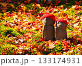 紅葉のベッドの上のお地蔵さん 133174931