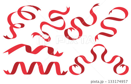 赤いリボンのイラストセット2 133174957