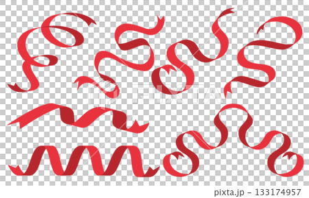 赤いリボンのイラストセット2 133174957