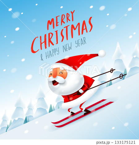 Santa skiing on snow scene Santa skiing on snow scene 133175121