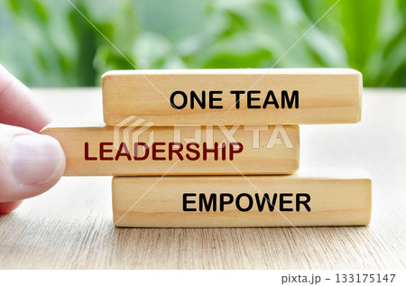 One Team, Leadership and empower text on wooden blocks. Leadership concept 133175147