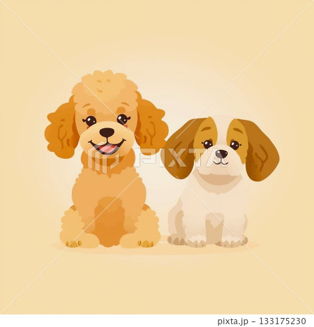 グッズデザイン　かわいい犬のイラスト　トイプードル 133175230