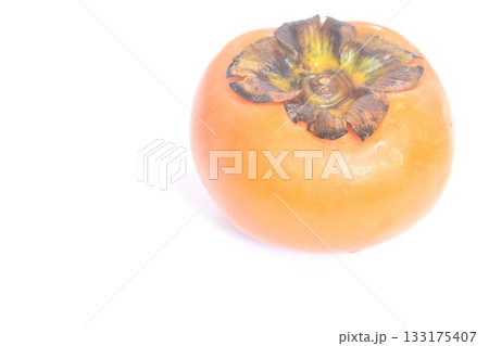 fresh orange persimmon or Kaki in Janpanese arranging on white background 133175407