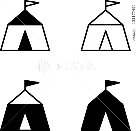 イベント会場のアイコンイラストセット、黒色 133175496