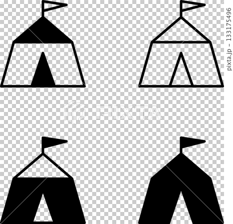 イベント会場のアイコンイラストセット、黒色 133175496