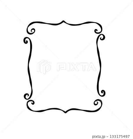 Whimsical square frame with swirl corners Whimsical square frame with swirl corners 133175497