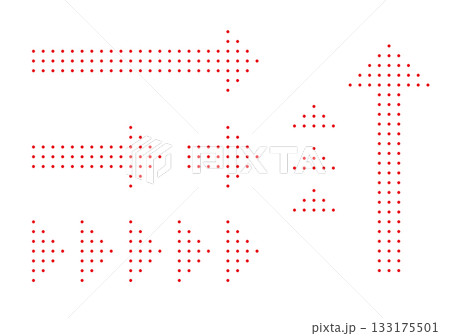 幾何学的なドットでできた赤色矢印のセット 133175501
