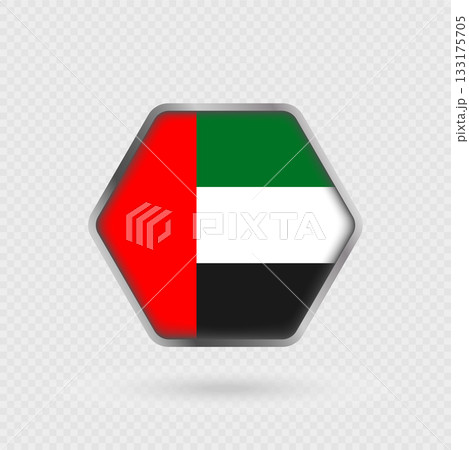 United Arab Emirates flag in a hexagon frame. 133175705