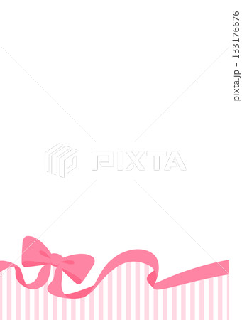 リボンのデコレーションフレーム、背景、ストライプ柄、縦向き 133176676