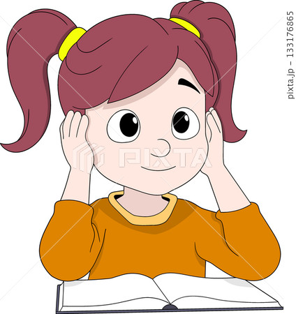 Woman Holding Head While Carrying Book Stress and Education Cartoon Vector Illustration 133176865