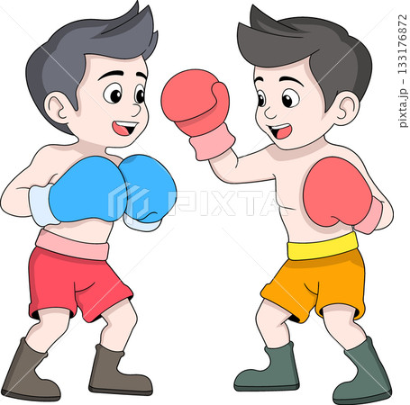 Young Male Boxers Training in Sparring 133176872