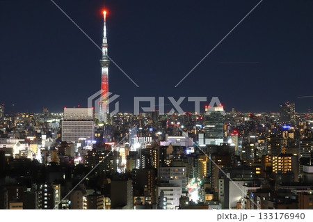 文京区より望む夜の東京スカイツリー 文京区より望む夜の東京スカイツリー 133176940