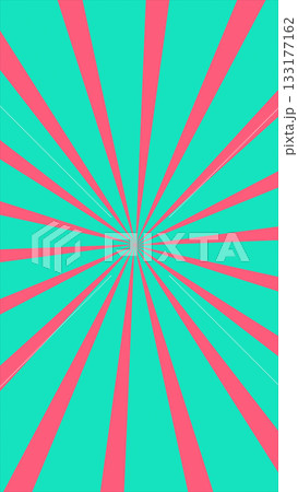 Bold abstract radial burst with turquoise and pink rays emanating from the center for pop-art style design 133177162