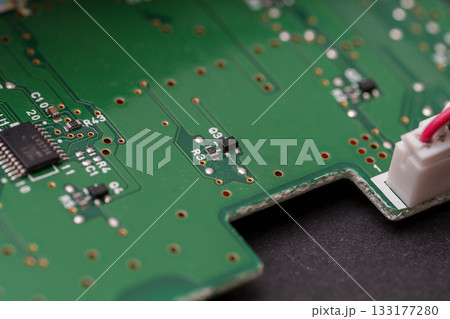 electronic chip and video card on motherboard 133177280